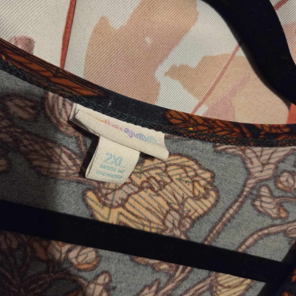 LuLaRoe Black and Orange Floral Carly Dress - Picture 2 of 3
